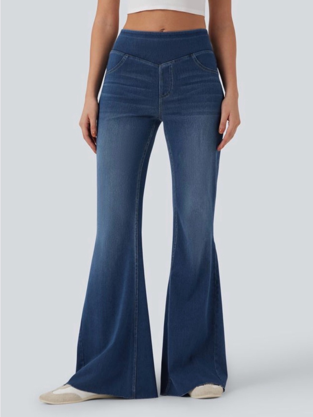 Halara Flex Mid-Rise Flare Jeans with Pockets